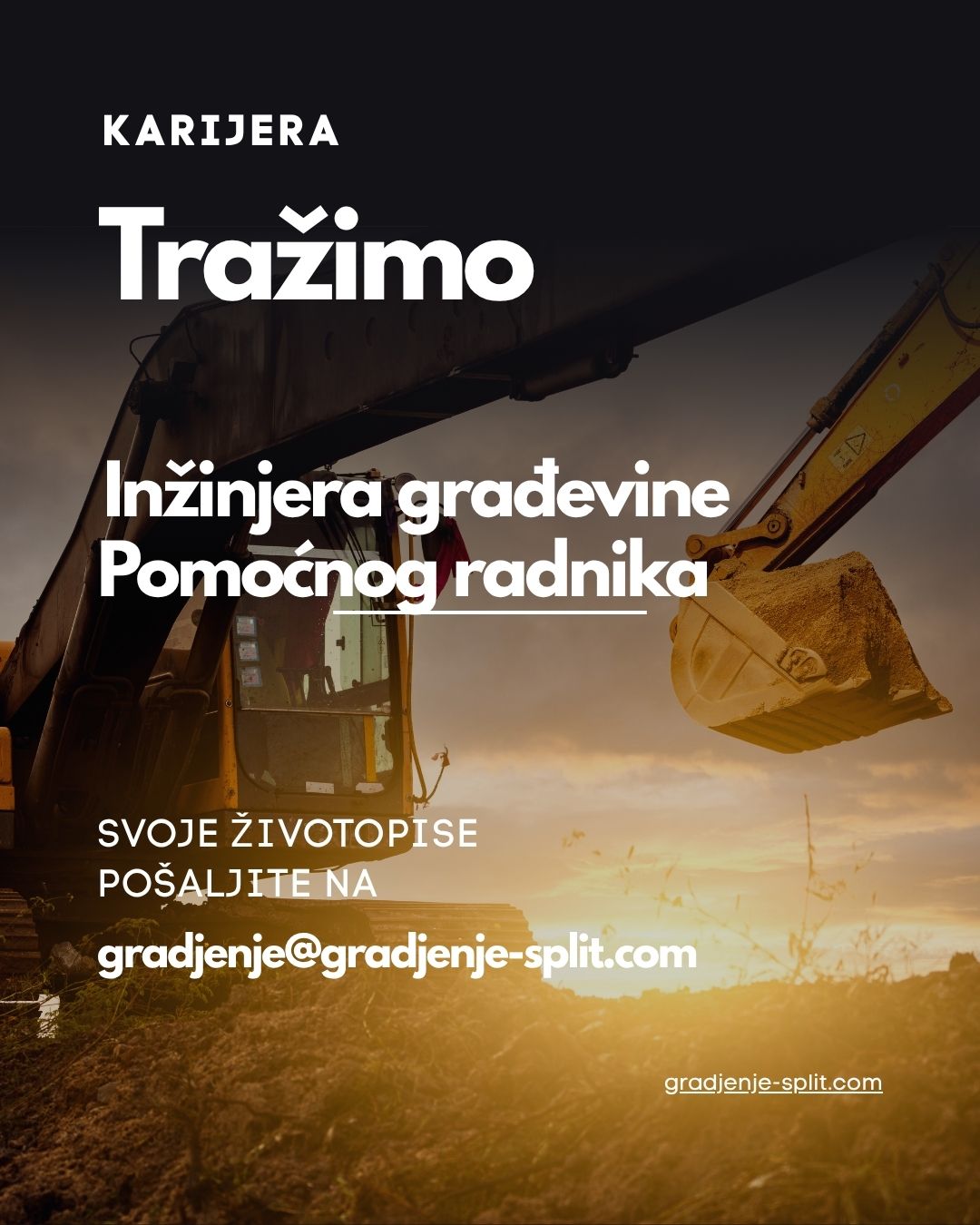 Karijera Tražimo Inžinjer građevine Pomoćni radnik